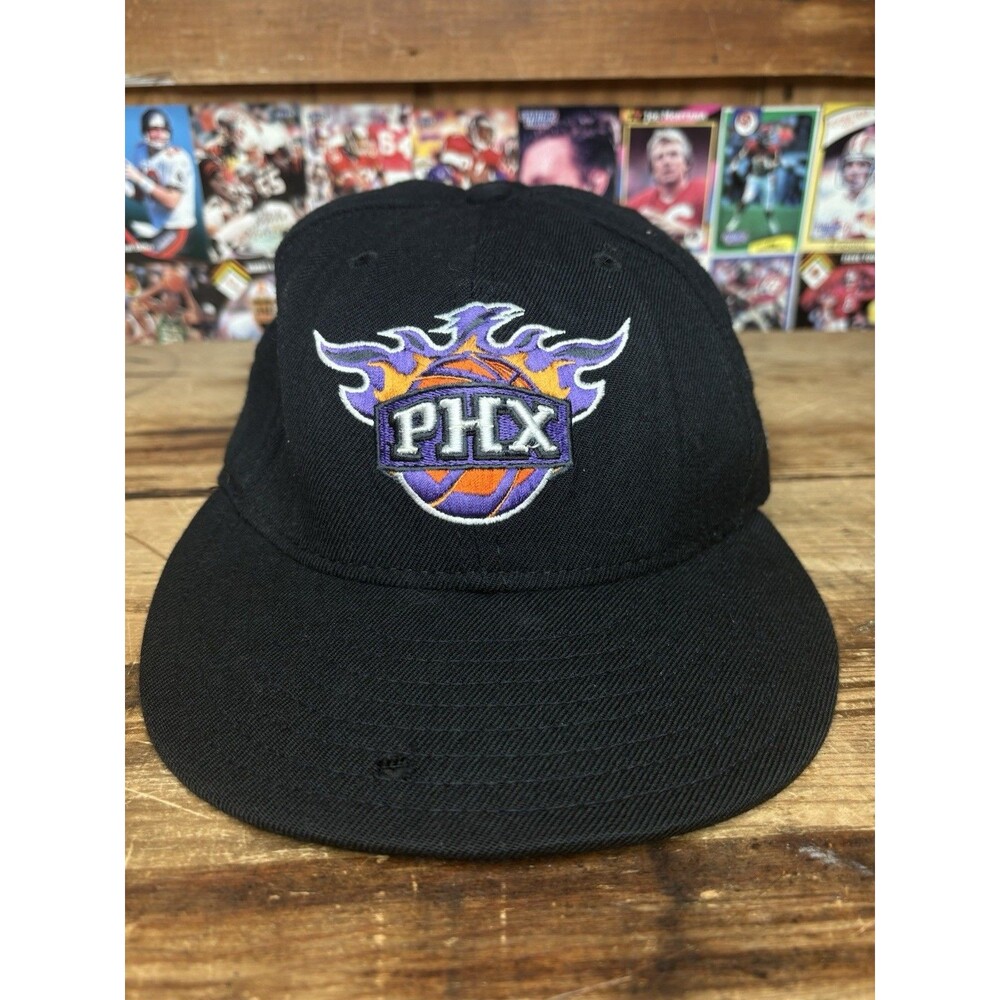 Vintage Y2K New Era Phoenix Suns Fitted Hat 6 5/8 Black NBA Basketball Cap Wool